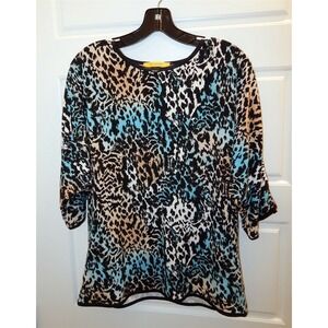 St John‎ Leopard Multi-color Stretch Top sz S